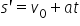 s apostrophe equals v subscript 0 plus a t