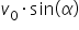 v subscript 0 times sin left parenthesis alpha right parenthesis