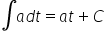 integral a d t equals a t plus C